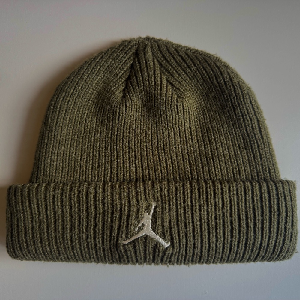 Jordan Green and White Fisherman Beanie